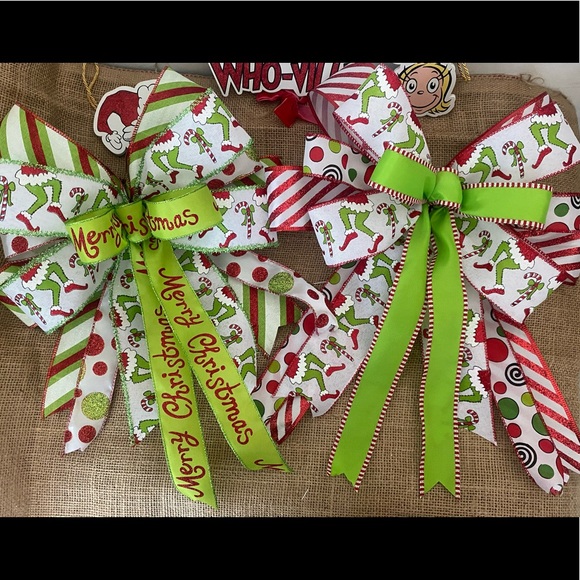 Christmas Grinch Wreath bow,Candy Cane,Christmas Tree topper,Christmas Decor - Picture 10 of 11